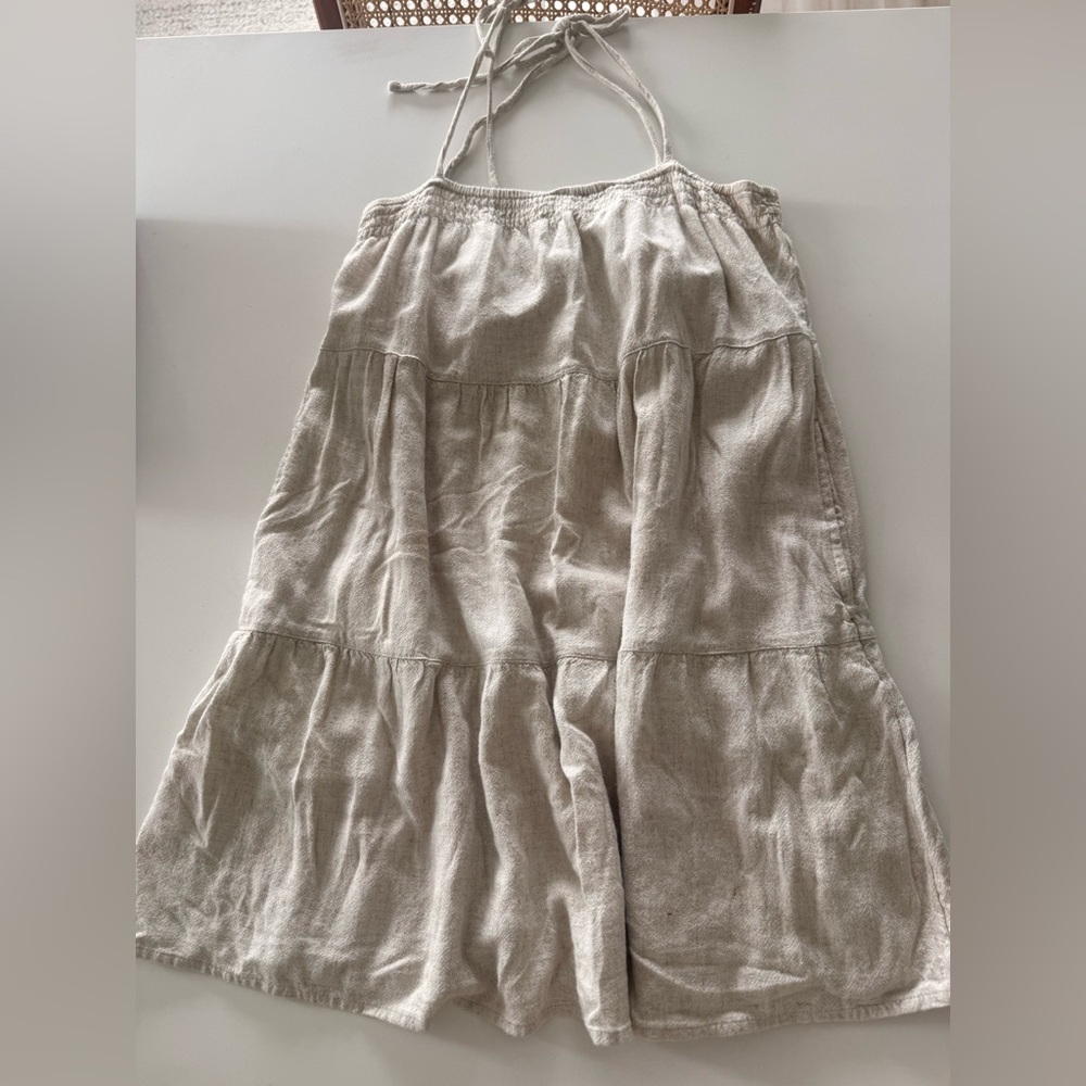 Girls' Cream Tiered Halter Dress